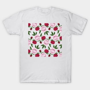 Peonies Colored Pattern T-Shirt